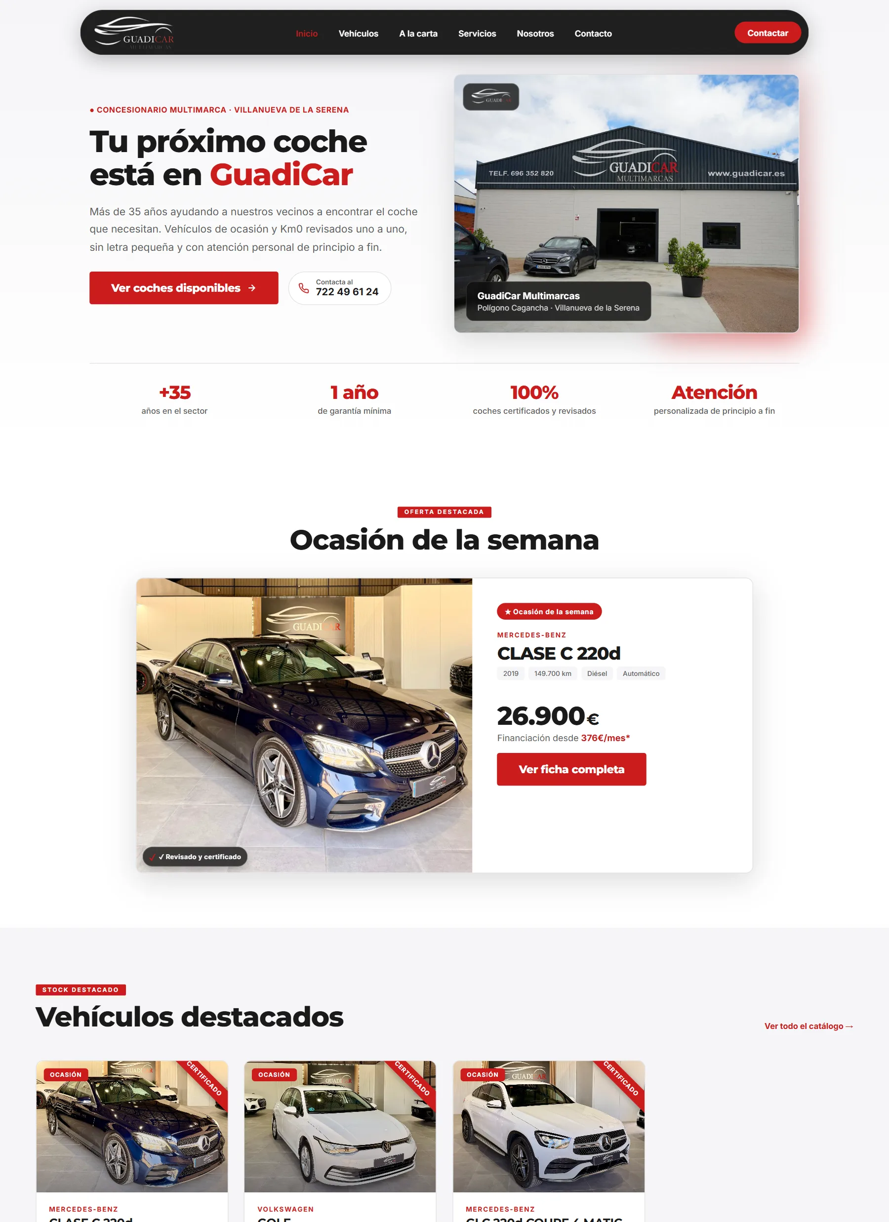 Web de Guadicar Multimarcas vista en un ordenador