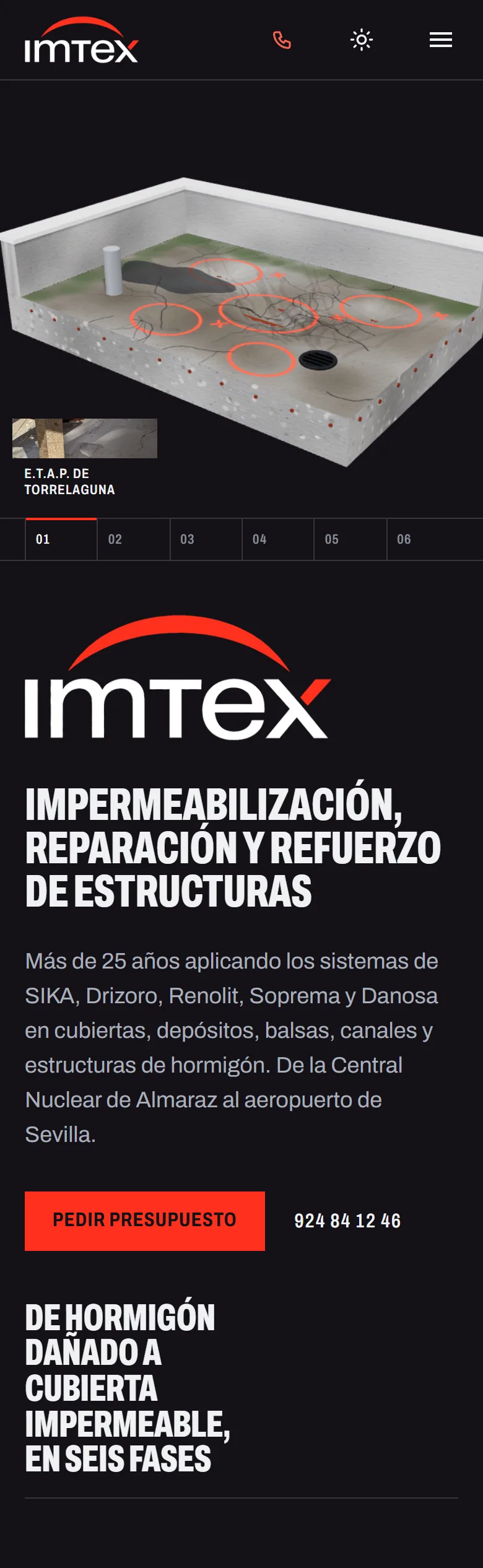 Web de IMTEX vista en un móvil